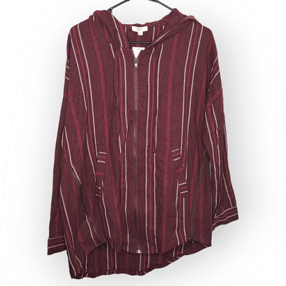 Oddy Striped Zip Top with Hood size Small NWT